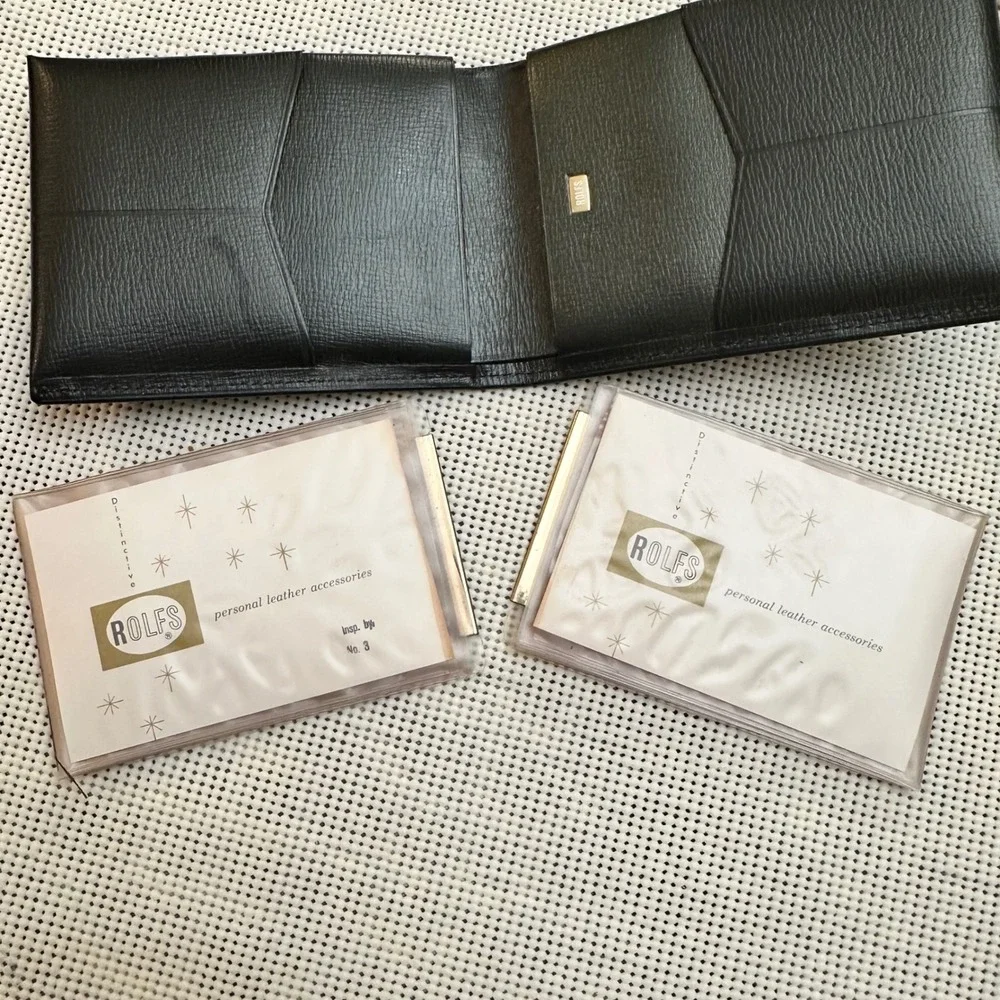 Rolfs Vintage Bi- Fold Black Textured Cowhide Leather Wallet Bills Card Mens NEW